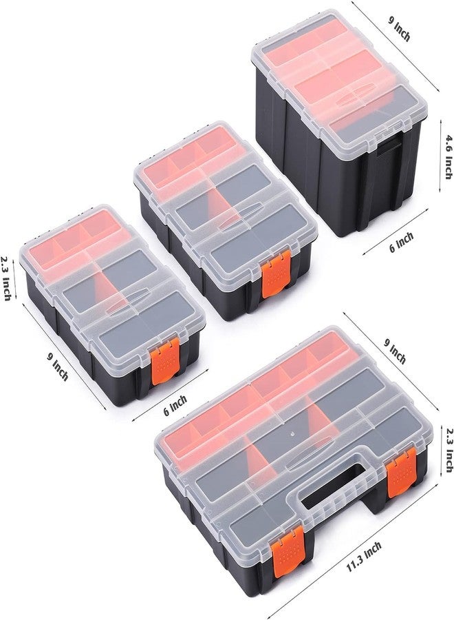 Toriox Plastic Tool Organiser Box, 4 pcs.Set Empty Stackable Multi Utility Storage Box Compact Tool Box for Storage of Small Tools, Hardware, Screws, Bolts, Nails, Beads - Image 2